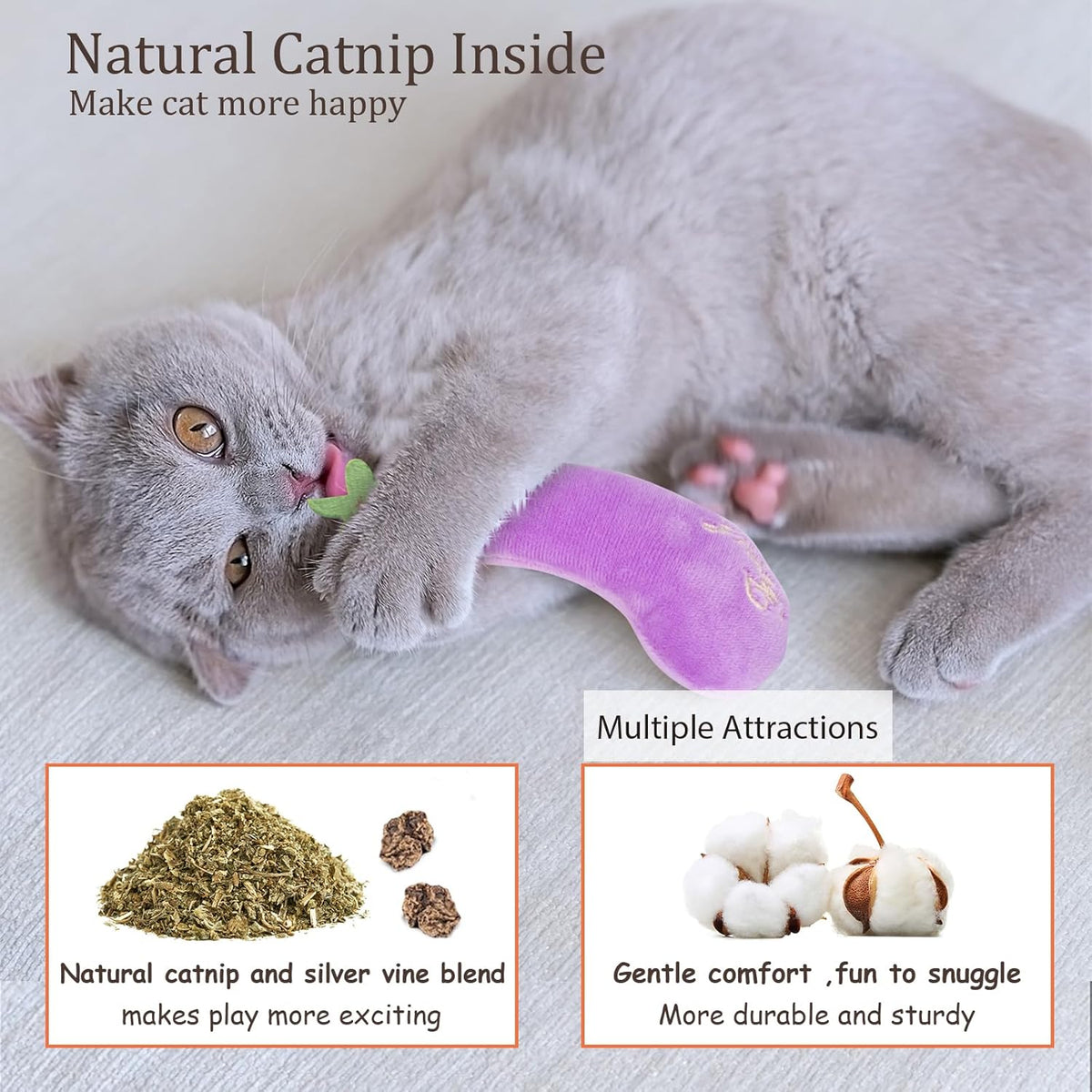Catnip Cat Toys 5 Pack Vegetable Plush for Indoor Cats
