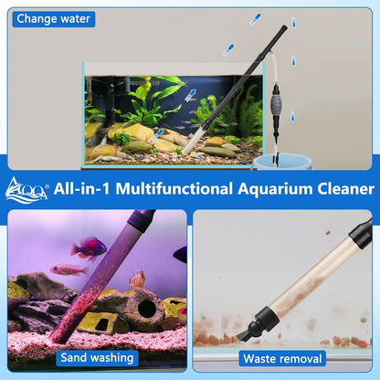 Gravel Vacuum for Aquarium Siphon - Adjustable Flow Fish Tank Cleaner