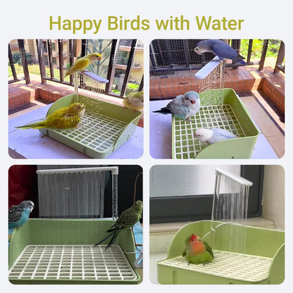 Bird Bath, Automatic Parrot Shower Bath with Pump, Birds Shower Bathtub with Running Water, Birdcage, Medium Birds Parakeets Budgies Cockatiels Conures Finches Lovebirds