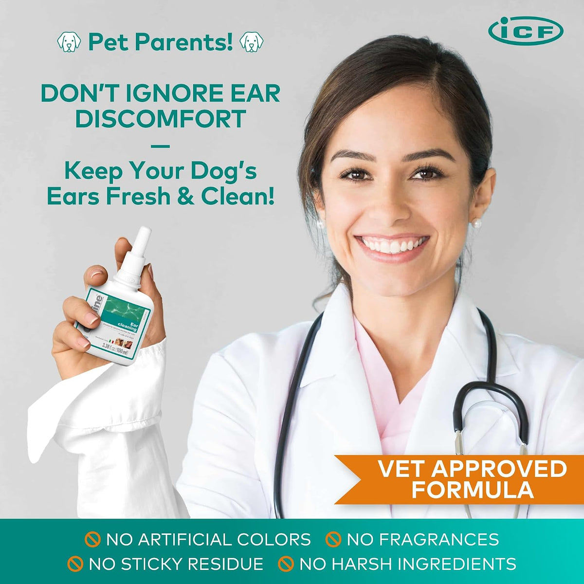Otodine Dog Ear Cleaner Solution Drops for Itchy Ears, Infections, Head Shaking, Scratching, Wax, Debris & Odor - Tris-Edta Flush - Gentle & Safe for Cats & Puppies - 100Ml