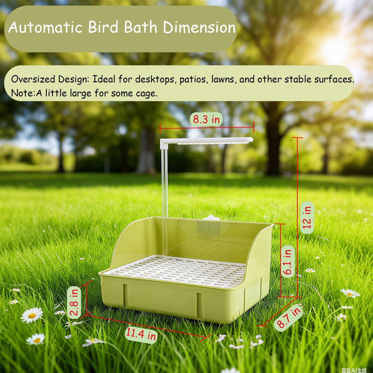 Bird Bath, Automatic Parrot Shower Bath with Pump, Birds Shower Bathtub with Running Water, Birdcage, Medium Birds Parakeets Budgies Cockatiels Conures Finches Lovebirds