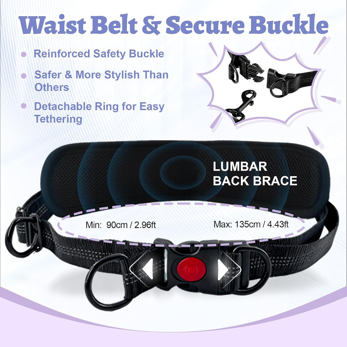 Hands Free Double Dog Leash for Two Dogs- No Tangle No Pull Dual Leash with Padded Adjustable Waist Belt & Reflective Stitching - Ideal for Running, Jogging, Hiking with Medium & Large Breeds