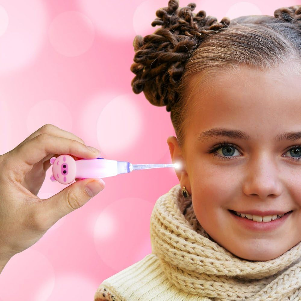 Ear Wax Removal Tool with Led Light for Kids - Toddlers, Infants, Baby and Adult by Bonnyears | Stainless Steel Earwax Remover Kit | Ear Pick Spoon Curette Tweezers Cleaning