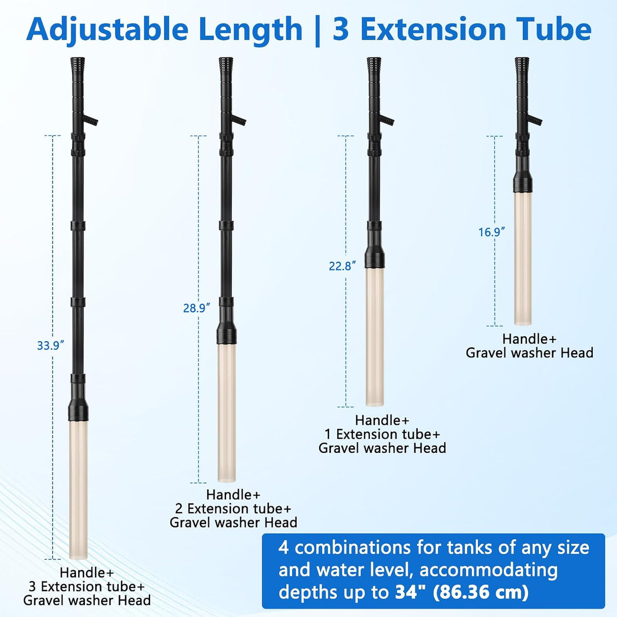 Gravel Vacuum for Aquarium Siphon - Adjustable Flow Fish Tank Cleaner