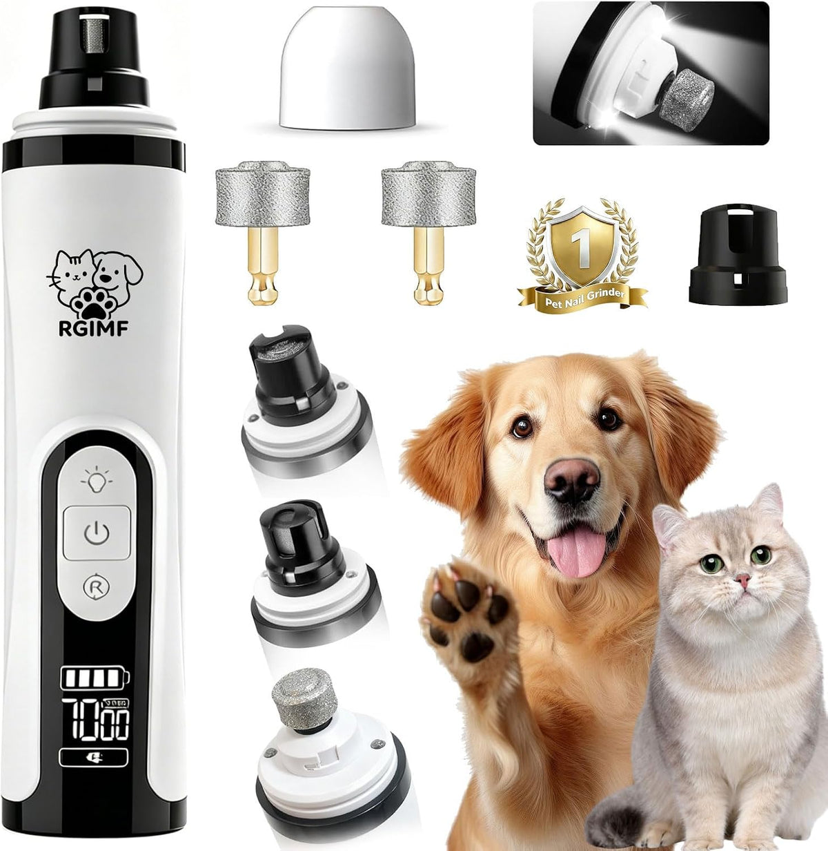 Dog Nail Grinder Whisper Quiet with Light for Sensitive Pets