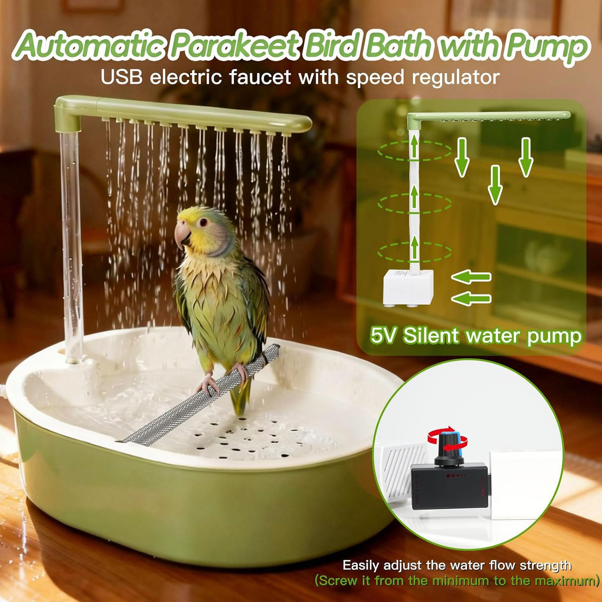 Parakeet Bird Bath - Parrot Shower for Budgie Cockatiel Lovebird and Conure