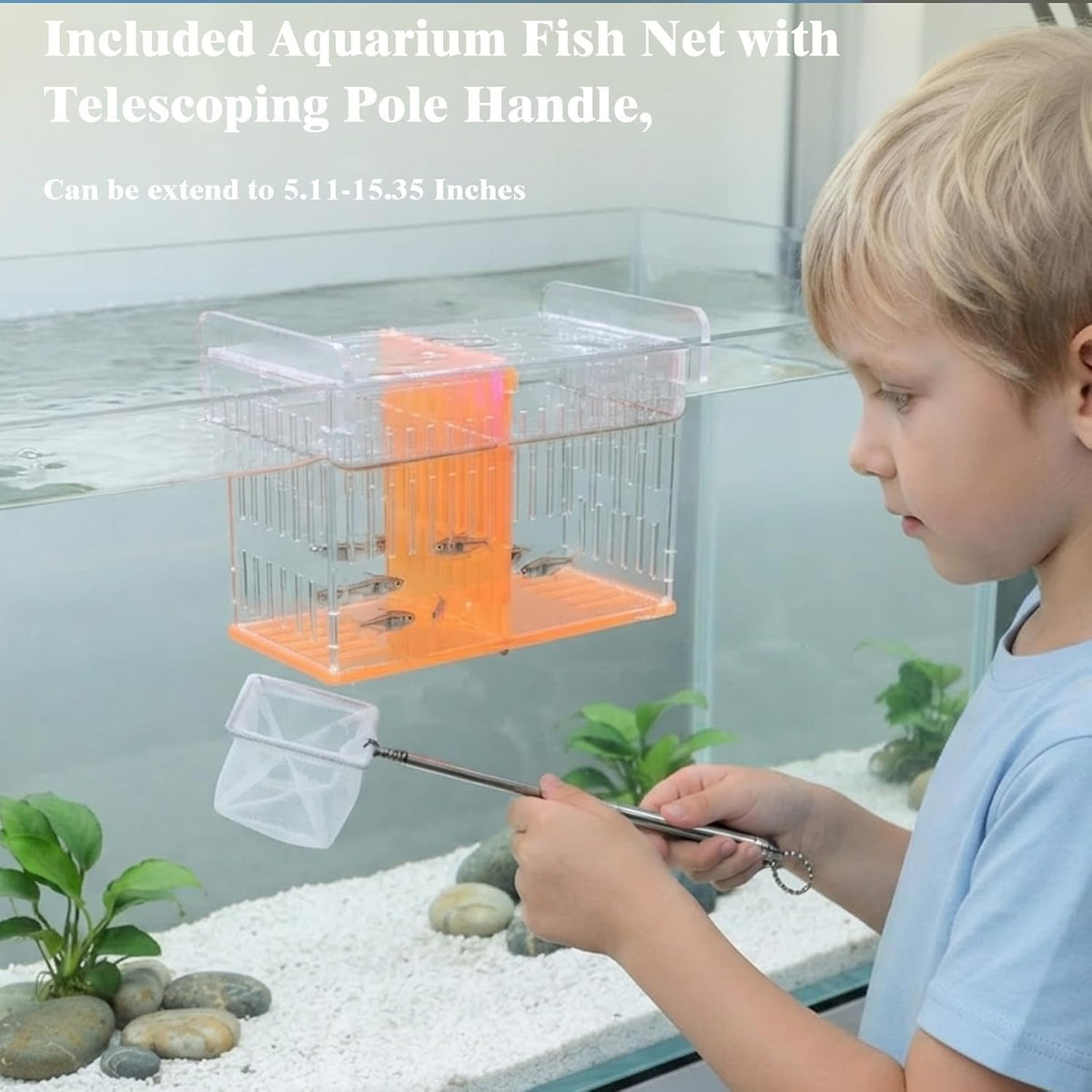 Acrylic Breeder Box for Fish Tank, Aquarium Isolation & Hatchery with Net