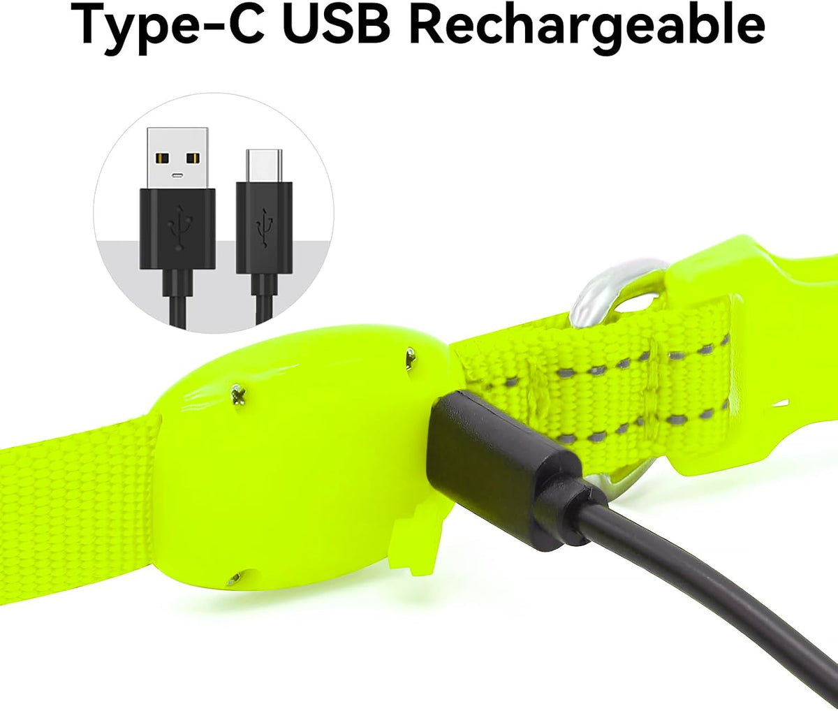 Adjustable LED Dog & Cat Collar - Rechargeable, Small Breeds, Green, 8.5-11.8 Inches, Nylon, Lightweight, Reflective, 2 Flash Modes