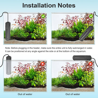 Aquarium Heater, 100W/200W/300W/500W Fish Tank Heater with Upgraded LED Large Display, Up/Down Control Buttons and Intelligent Leaving Water Automatic Power-Off for Saltwater and Freshwater