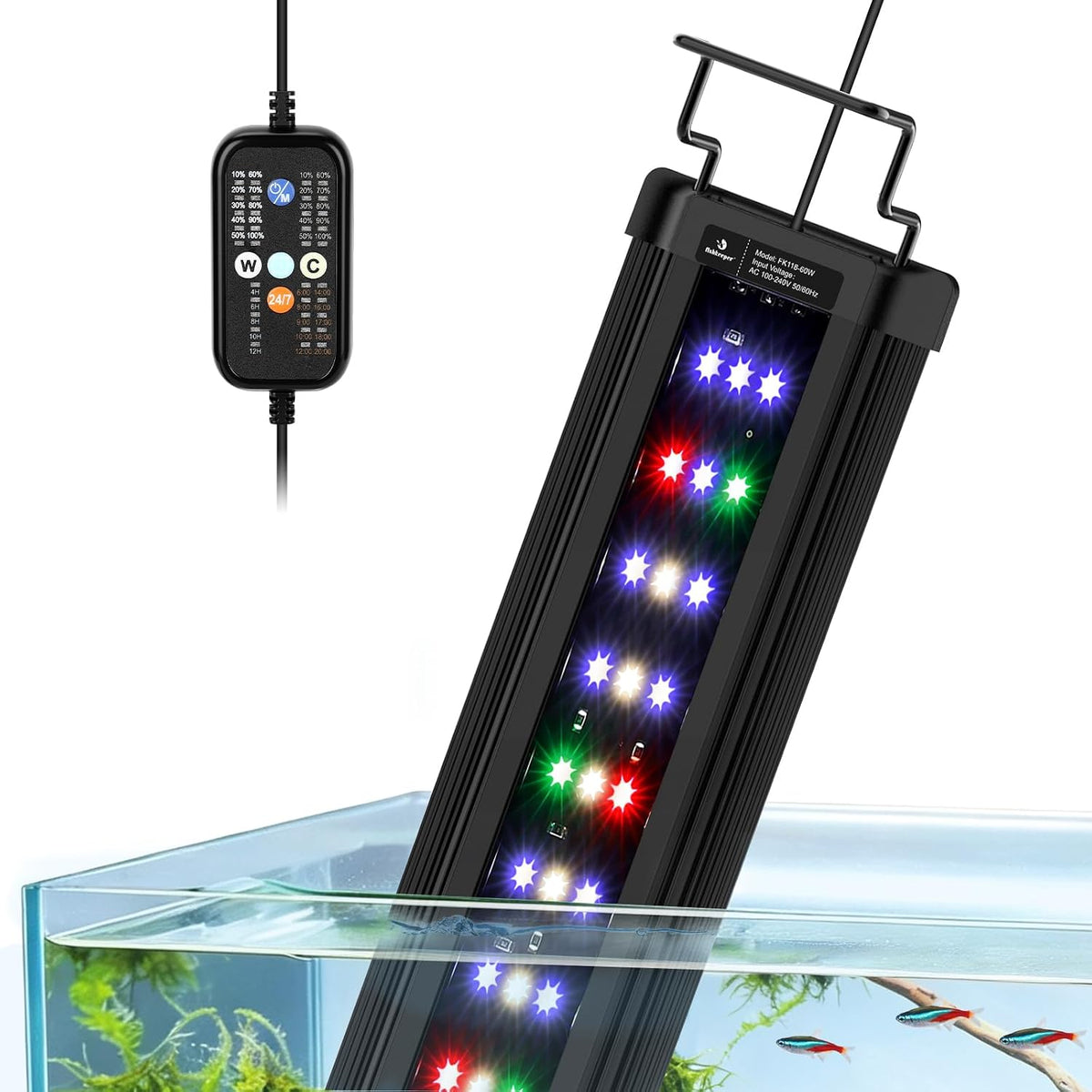 Aquarium Light, LED Fish Tank Lights with Auto Time Sync & 24/7