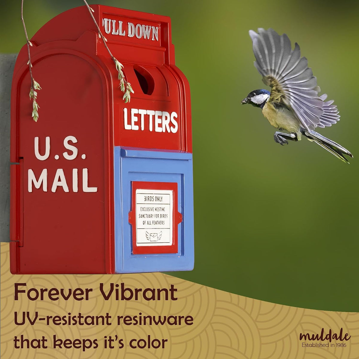 Outdoor Mailbox Birdhouse – Resin Weather-Resistant Wild Bird House