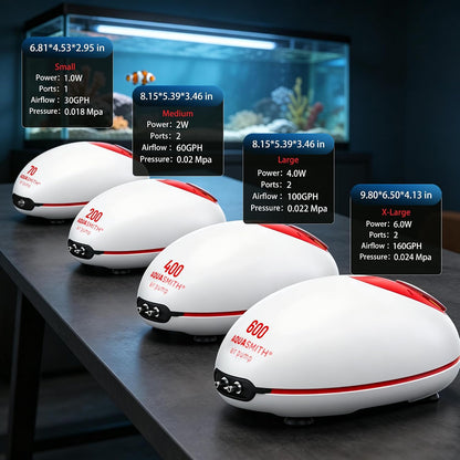 No-Hum Whisper-Quiet Aquarium Air Pump,＜25Db Adjustable Airflow