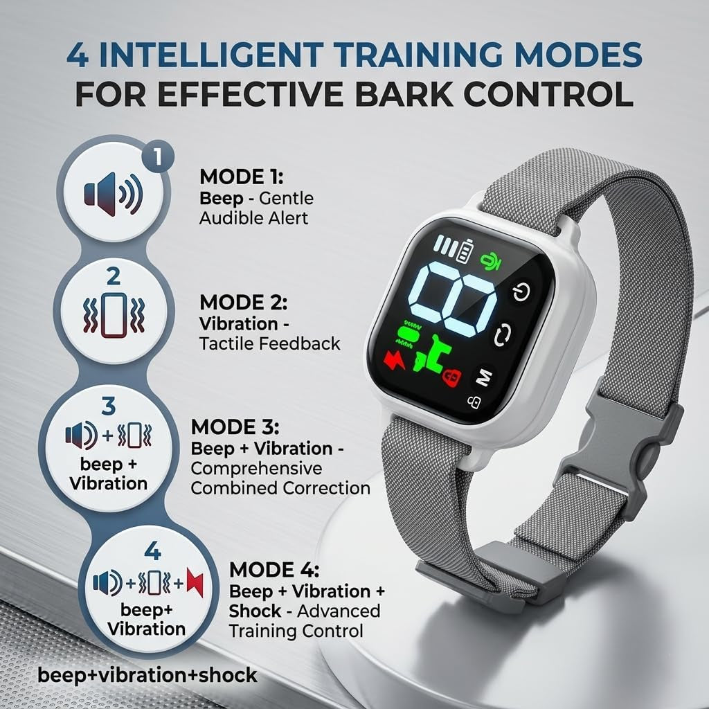 Noobark Dog Bark Collar, 4 Training Modes, 8 Sensitivity Levels