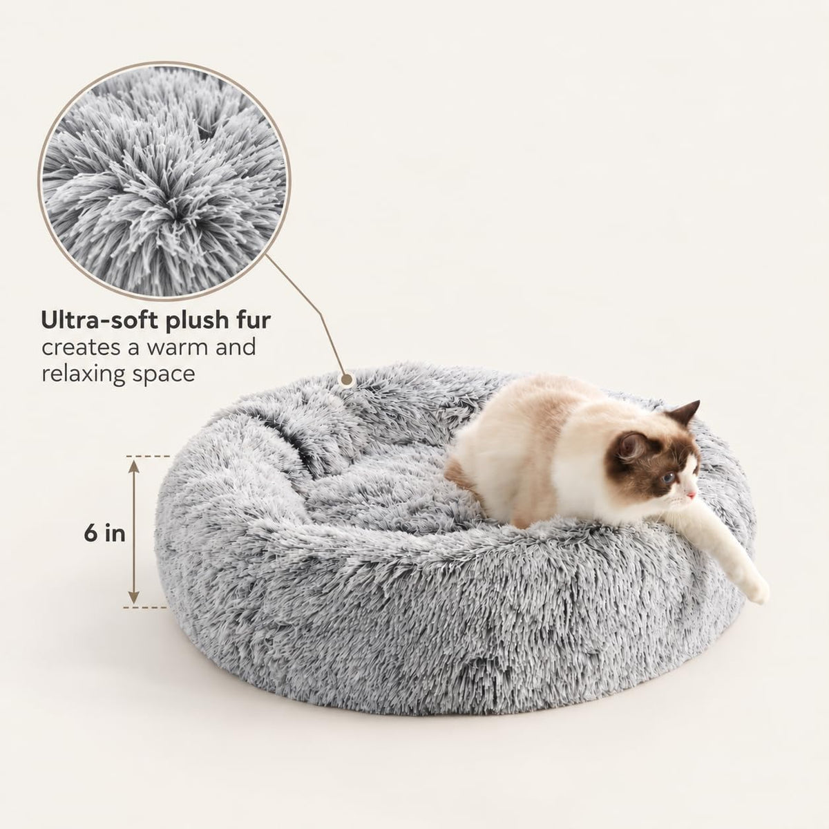 Calming Soft round Dog &Cat Bed Small Dog Bed Washable,20"