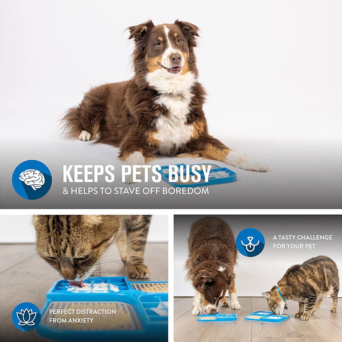 IQ Treat Lick Mat for Dogs & Cats, Slow Feeder Enrichment Toys