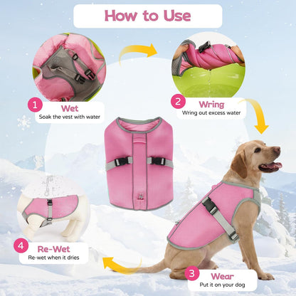 Cooling Dog Vest for Hiking, Mesh Cooling Jacket for Puppy Outdoor Play, Buckle Closure Cooler Dogs Vest with Easy on off Design, Pink, L
