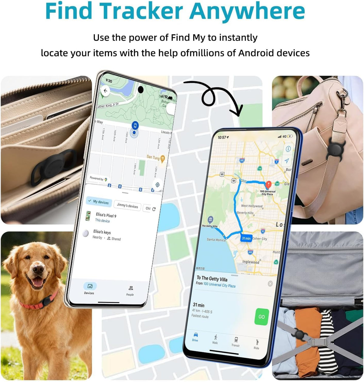 Android Smart GPS Dog Collar, Anti-Lost Tag No Subscription GJGAZ3-1P