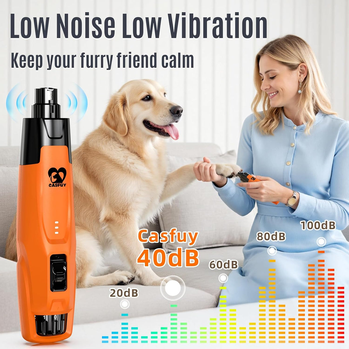 New 6-Speed Dog Nail Grinder - Whisper Quiet Safe Pet Nail Trimmers