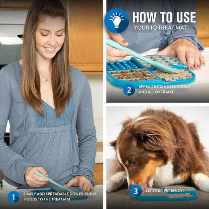 IQ Treat Lick Mat for Dogs & Cats, Slow Feeder Enrichment Toys
