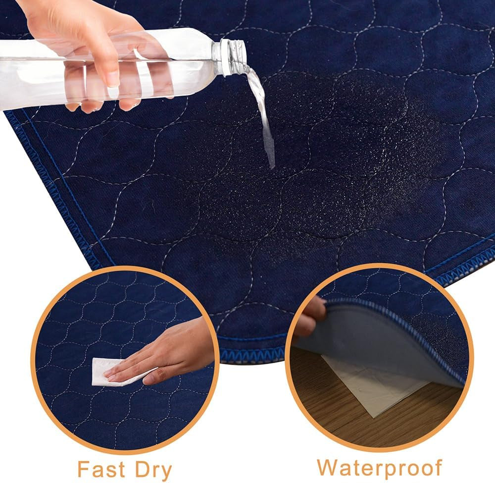 2Pack Pee Pads for Dogs Washable 53”X53”, Pet Pads Waterproof,Anti Skid for Whelping Training