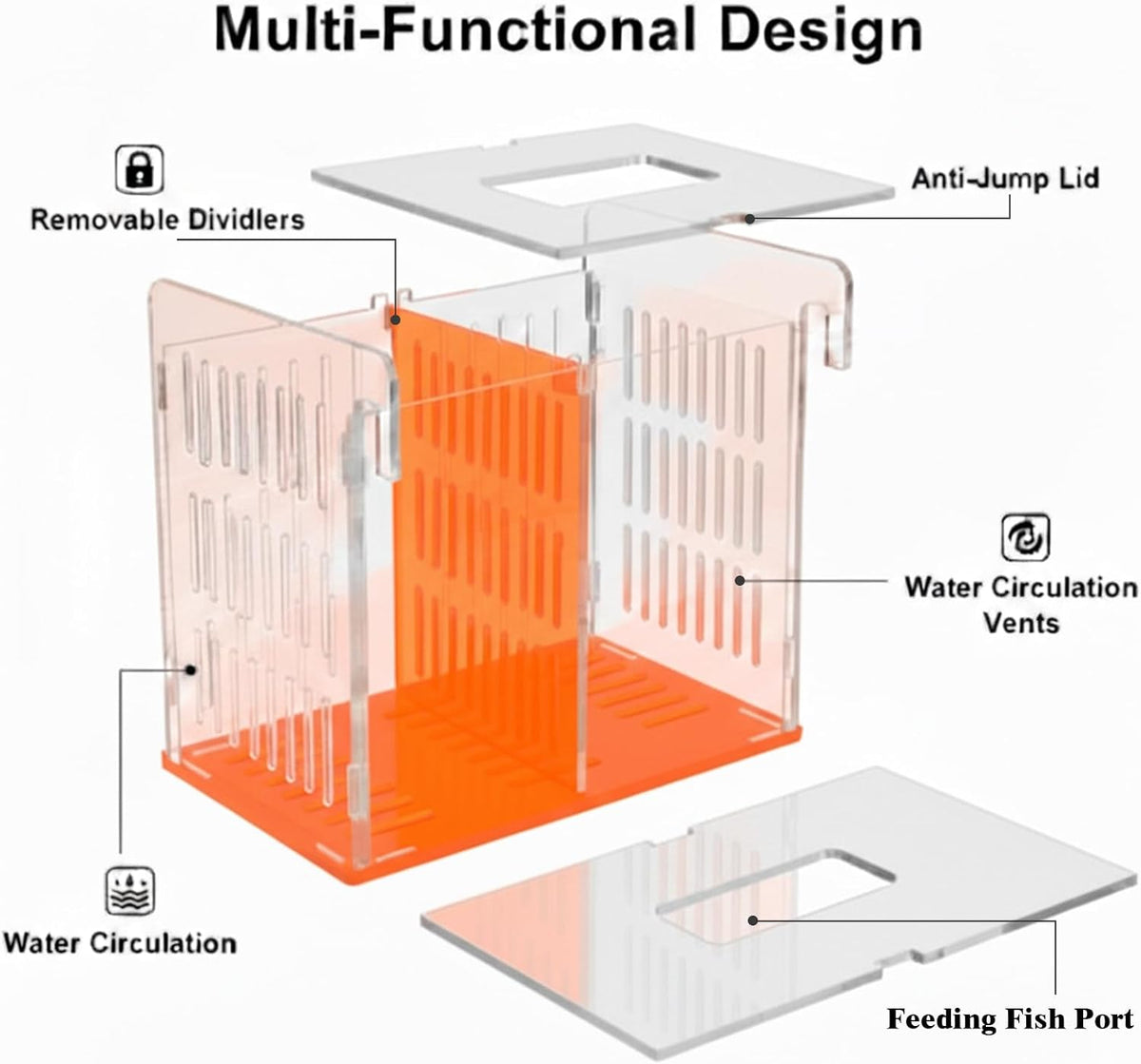 Acrylic Breeder Box for Fish Tank, Aquarium Isolation & Hatchery with Net
