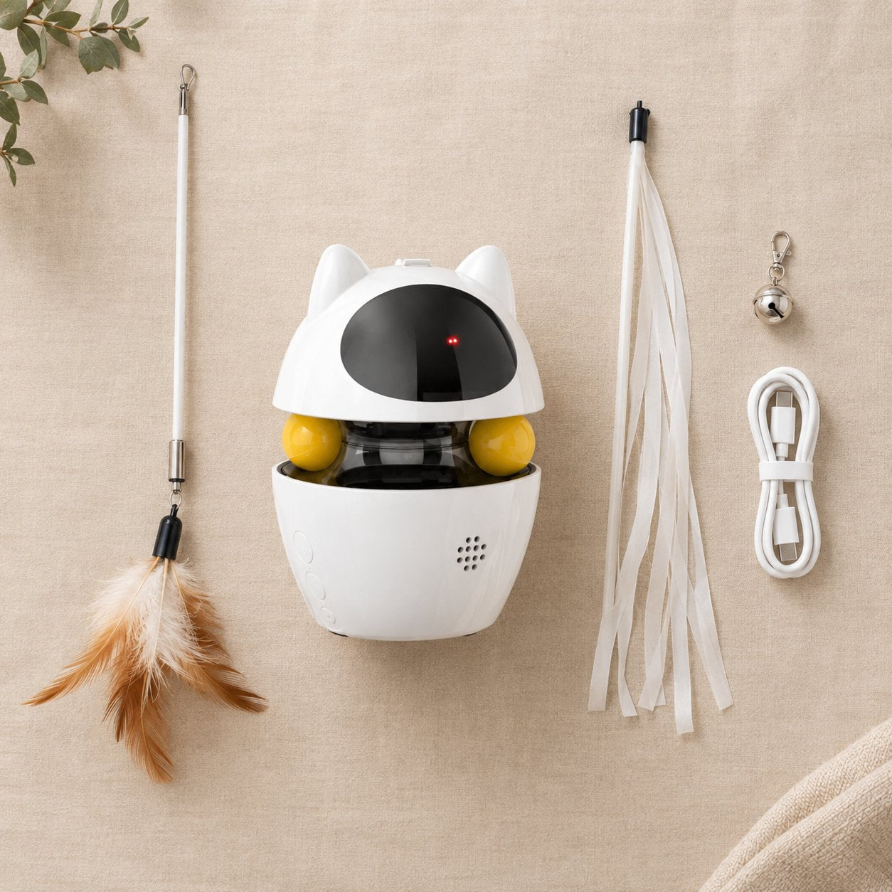 Automatic 3 in 1 Interactive Cat Toy with Laser and Feather for Indoor